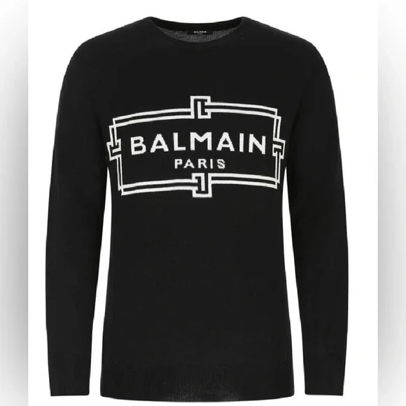 Balmain Logo Knit Crewneck Wool Sweater Sz XXL - Picture 1 of 8
